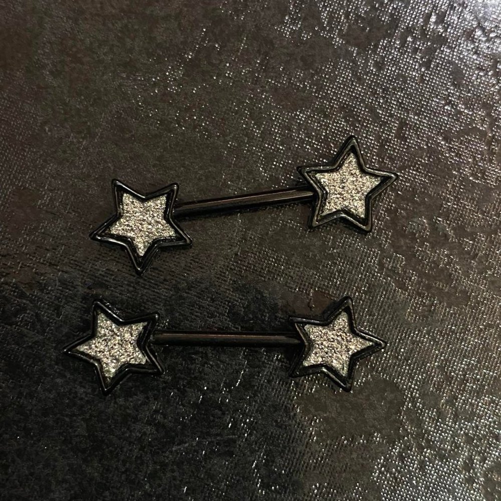 316L Surgical Steel Screw Sandpaper Star Nipple Ring Piercing